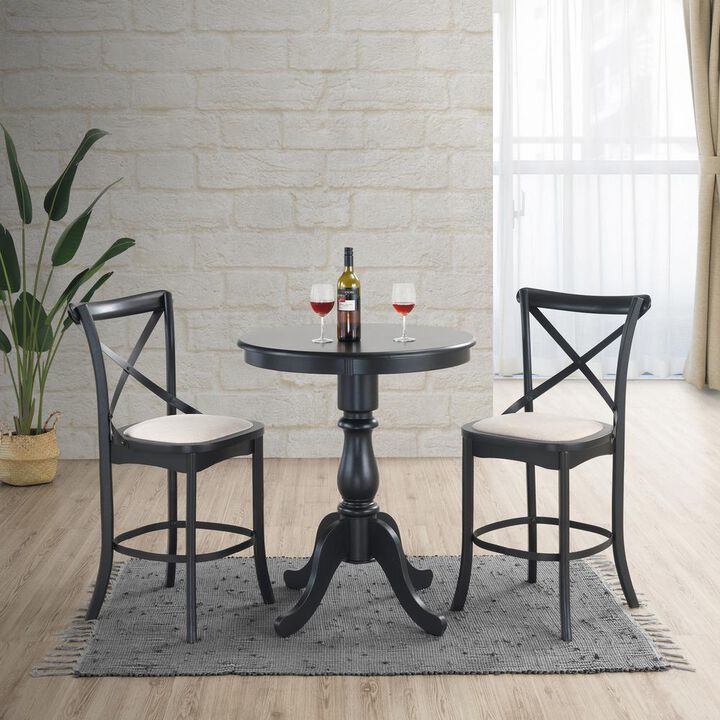 Carolina Living Fairview 30 Round Pedestal Bar Table - Antique Black