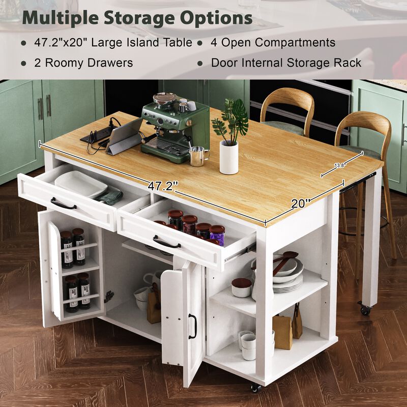Merax Kitchen Island with Extendable Dining Table