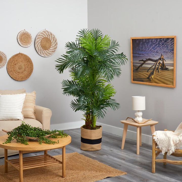 Hivvago 6 Feet Hawaii Artificial Palm Tree in Handmade Natural Cotton Planter