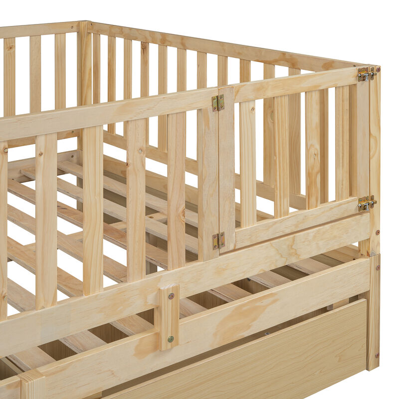 Merax Wood Daybed with Fence Guardrails