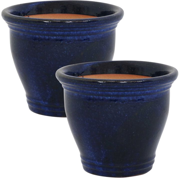Sunnydaze Studio Glaze Ceramic Planter - Set of 2