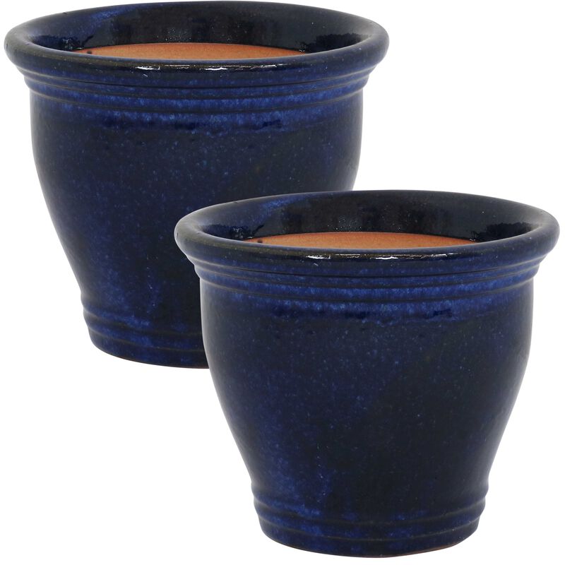 Sunnydaze Studio Glaze Ceramic Planter - Set of 2