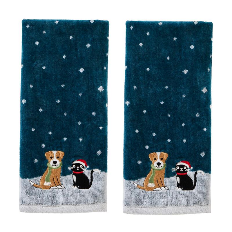 SKL Home Saturday Knight Ltd Cat And Dog Hand Towel - (2-Pack) - 16x25", Teal