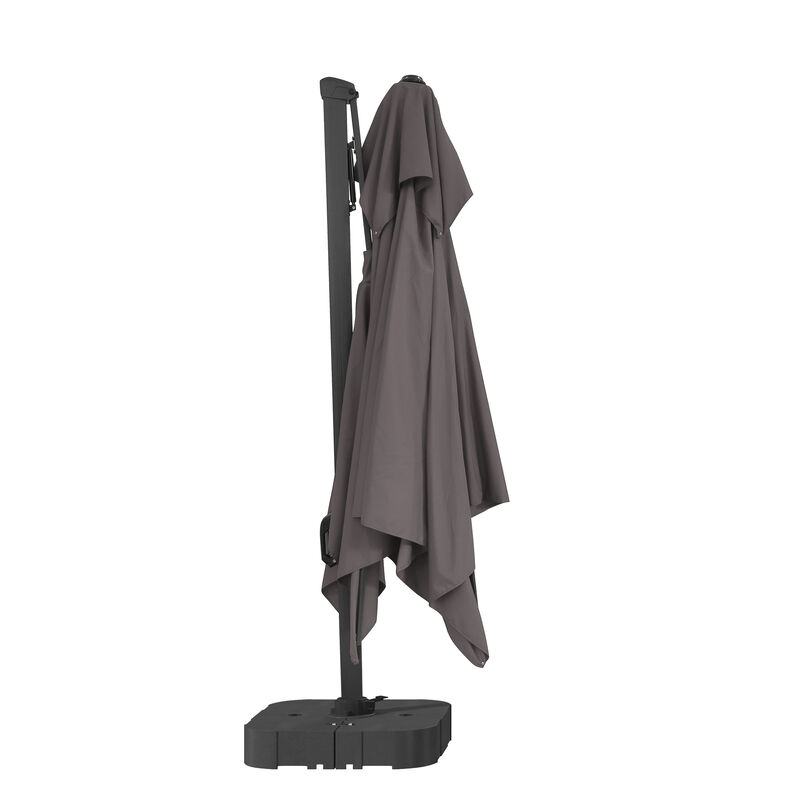 MONDAWE 33" inch Fillable Plastic Cantilever Umbrella Base Stand with Wheels, Black