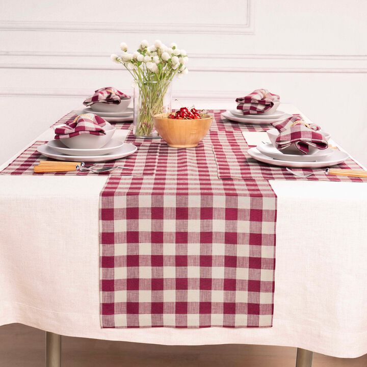 Solino Home 100% Pure Linen Table Runner 14 x 90 Inch | Morgan Check