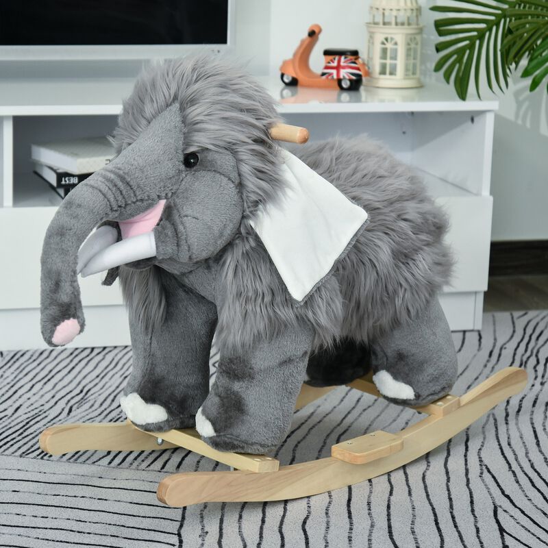 Gray Elephant Rocker: Plush Mammoth Ride-On for 18-36 Months