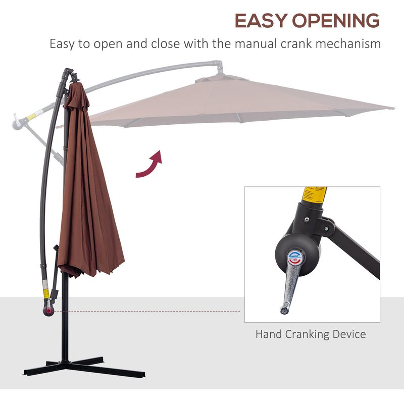 Flexible Shade Solution: 10ft Brown Cantilever Umbrella with UV Protection