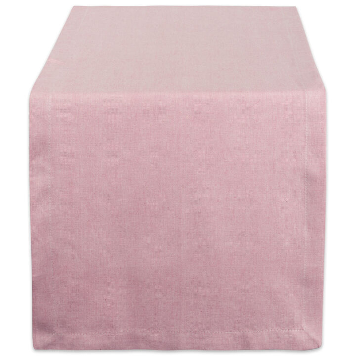 14" x 72" Rose Pink Rectangular Solid Chambray Table Runner