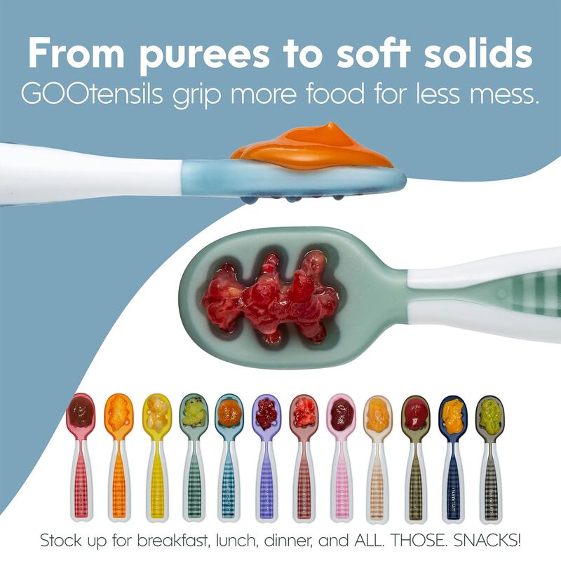 Baby Essentials Pre-Spoon GOOtensils for 6+ Months, First Stage Self-Feeding Spoons for Weaning