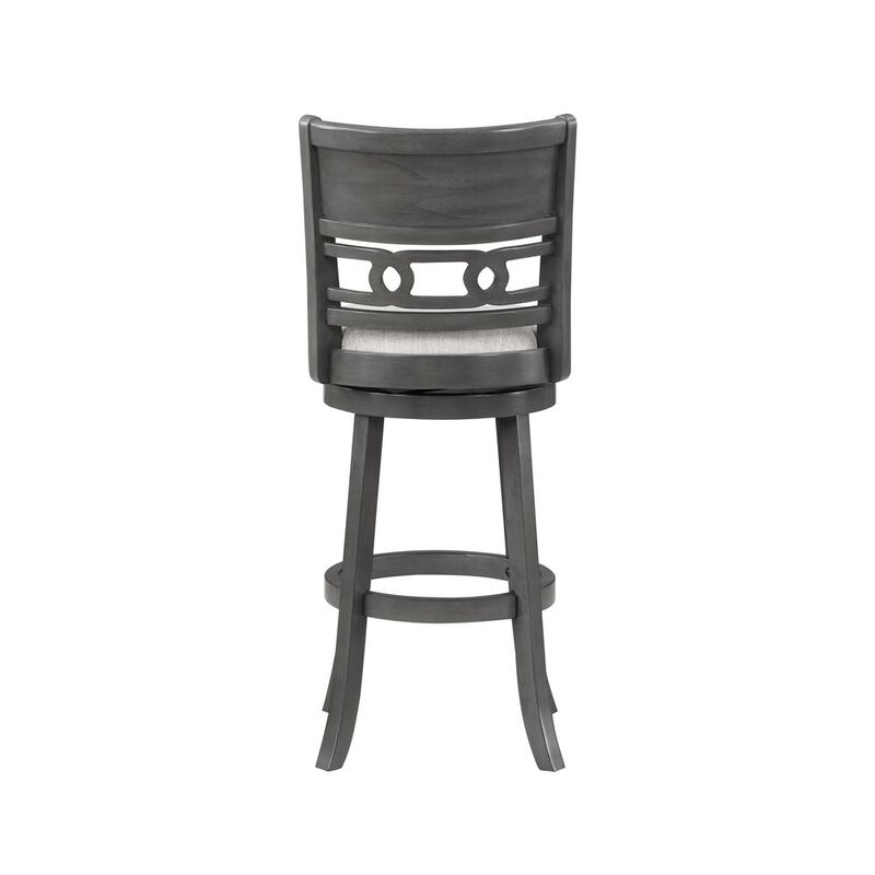 New Classic Furniture Gia 29 Solid Wood Swivel Bar Stool with Fabric Seat in Gray