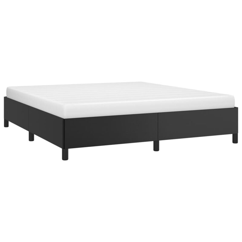 vidaXL Faux Leather Bed Frame in Black - King Sized Platform with Sturdy Plywood and Engineered Wood