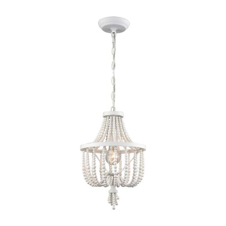 14� White Beaded Virgin Queen 1-Light Pendant