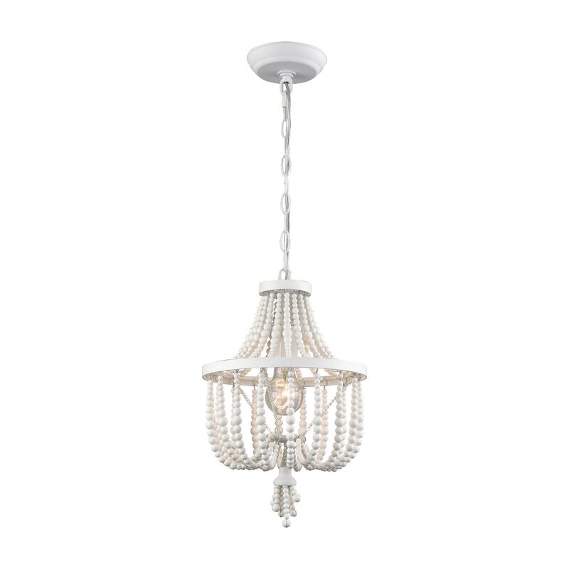 14� White Beaded Virgin Queen 1-Light Pendant