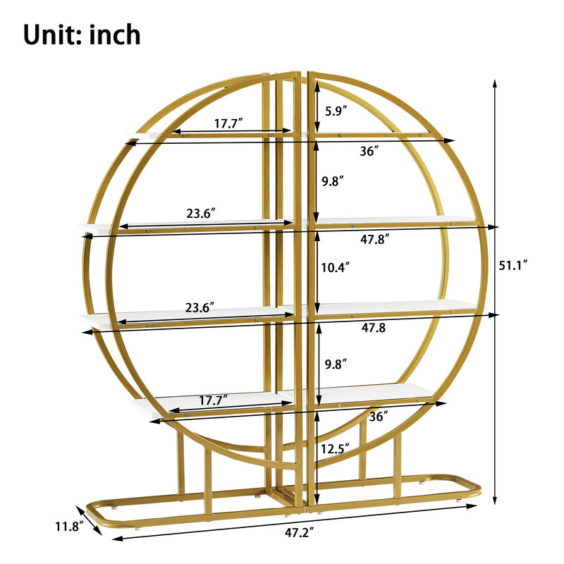Merax 4 Tiers Golden Home Office Open Bookshelf Flexible Bookcase
