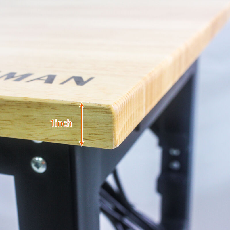 Metal Adjustable Worktable With Socket And Wooden Top