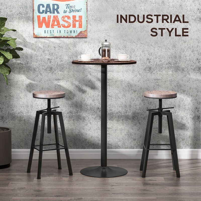 Industrial Chic Table: 42" Bar Height Round with Weathered Wood Top