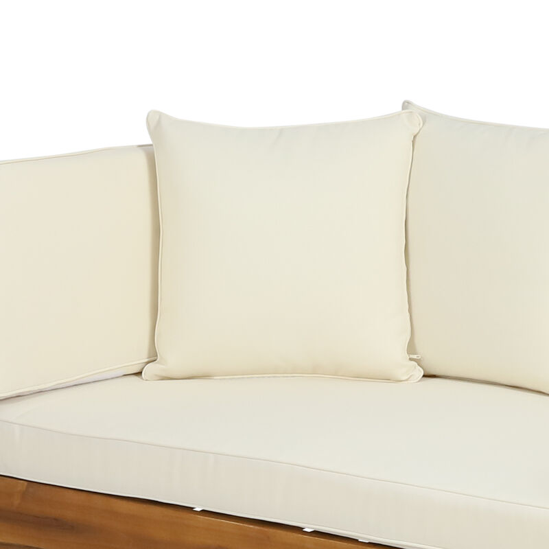 Merax Acacia Wood Patio Convertible Couch Sofa Bed