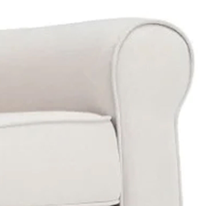 37 Inch Rocking Chair, Pocket Coil Seat, Wood Frame, Soft Beige Upholstery - Benzara
