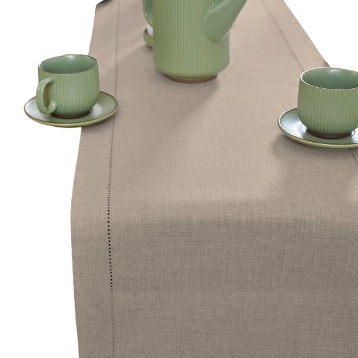 Solino Home 100% Pure Linen Table Runner | Medium Weight Hemstitch