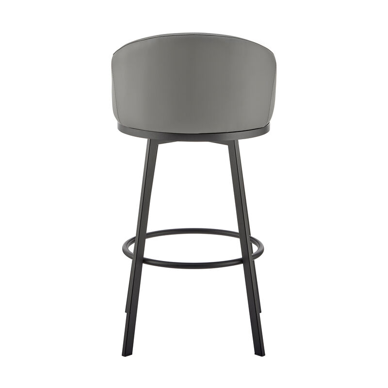 Noran Swivel Stool in Black Metal with Grey Faux Leather