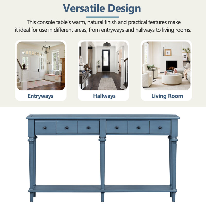 Merax Retro Console Table with 3 Drawers and Open Shelf