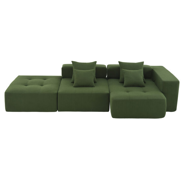 Merax Corduroy Modular Sectional Compressed Sofa for Living Room