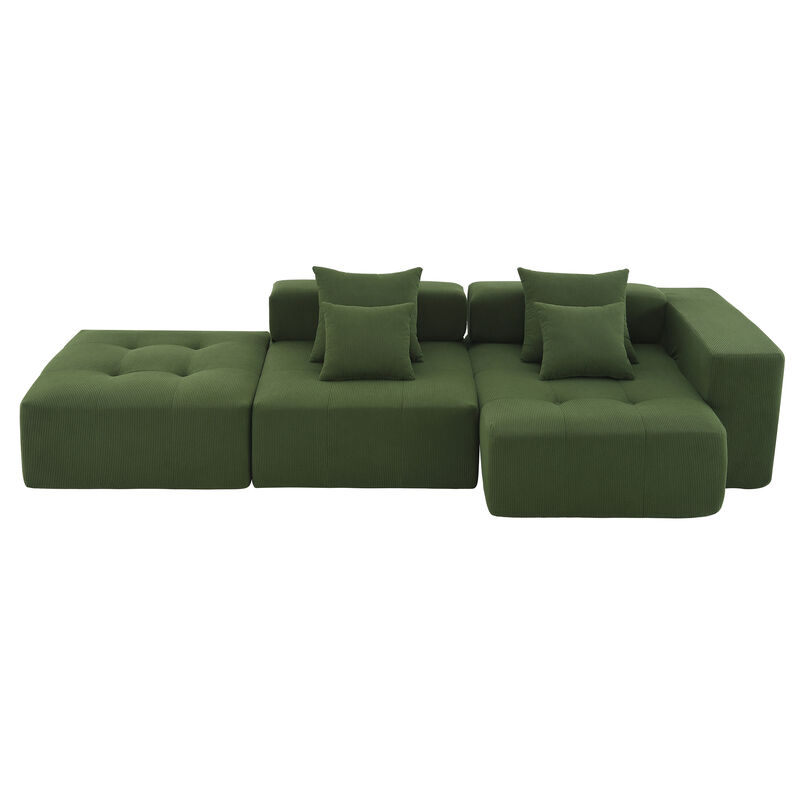 Merax Corduroy Modular Sectional Compressed Sofa for Living Room