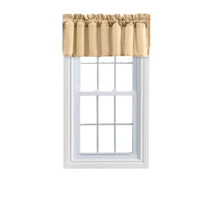 Ellis Stacey Solid Color Window 3" Rod Pocket High Quality Fabric Lined Swag Set Filler Valance 42"x13" Almond