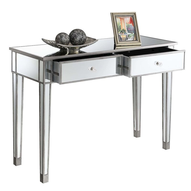 Convience Concept, Inc. Gold Coast Mirrored 2 Drawer Desk/Console Table
