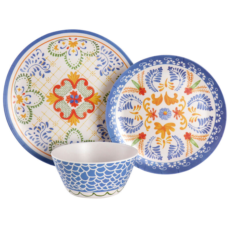 Laurie Gates California Designs Tierra 12 Piece Bamboo Fiber Dinnerware Set in Multi-Color