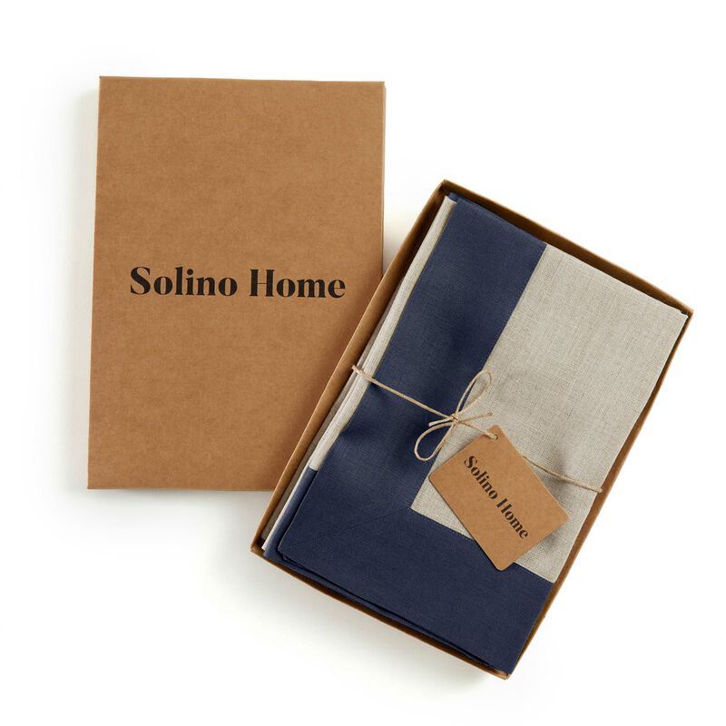 Solino Home 100% Pure Linen Dinner Napkins 20 x 20 Inch Set of 4 | Contempo for Thanksgiving, Christmas