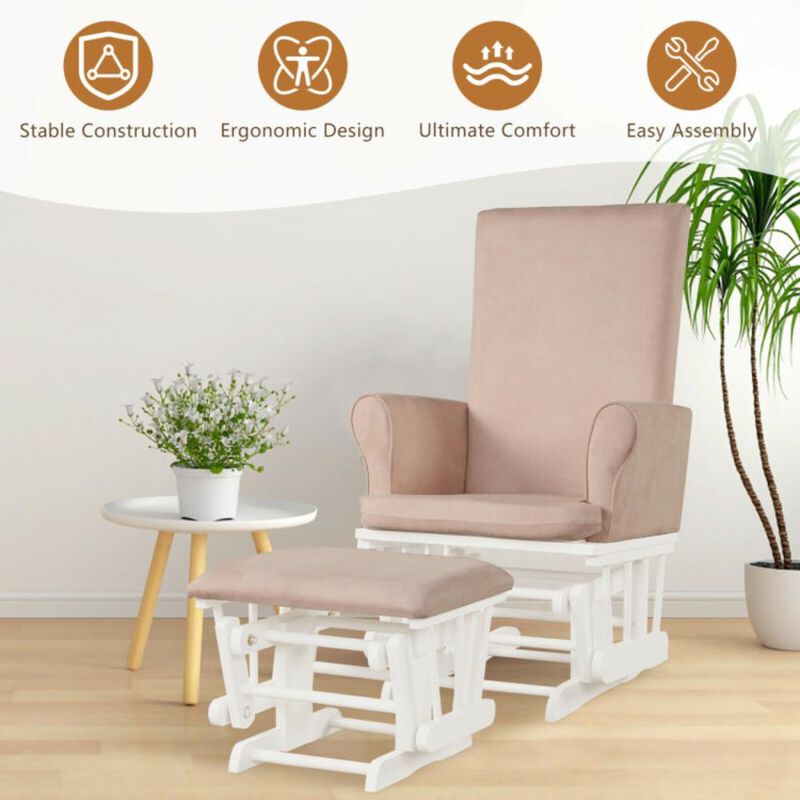 Hivvago Baby Nursery Relax Rocker Rocking Chair Glider and Ottoman Cushion Set