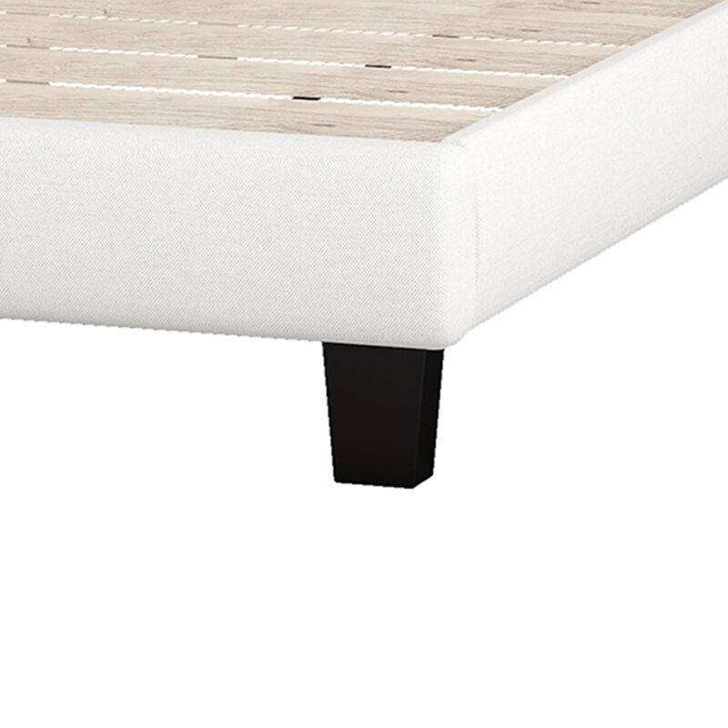 Merax Upholstered Platform Bed with Saddle Curved Headboard and Diamond Tufted Details