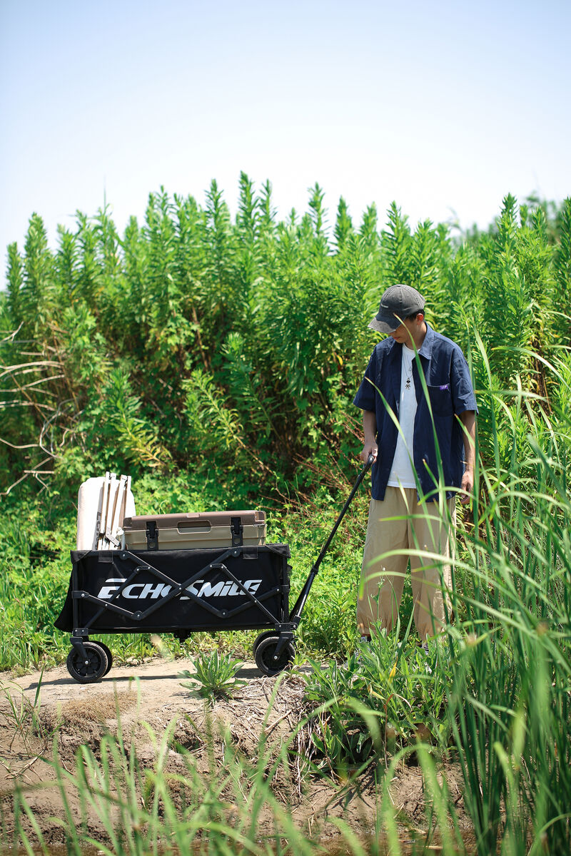 EchoSmile 4.54 cu. ft. Fabric Portable Garden Cart with Adjustable Rolling Wheels in Black