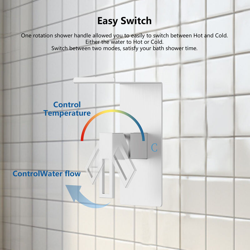 Bathroom Shower System with 8-Inch Rain Shower Head, Storage Shelf & Single Spray Shower Faucet