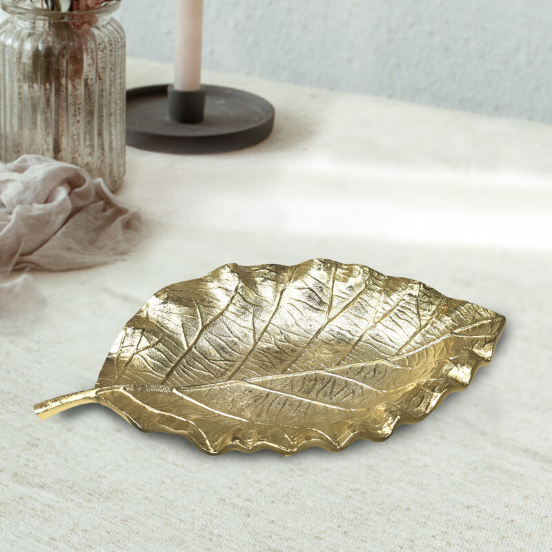 Handmade Decorative Gold Color Coated 7.08 x 3.74 x 0.78 Inches Aluminium Tray 054AB BBH Home's