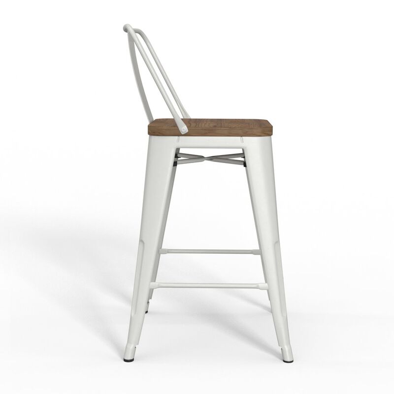 Simpli Home 24 Inch Metal / Wood Counter Height Stool (Set Of 2) In White