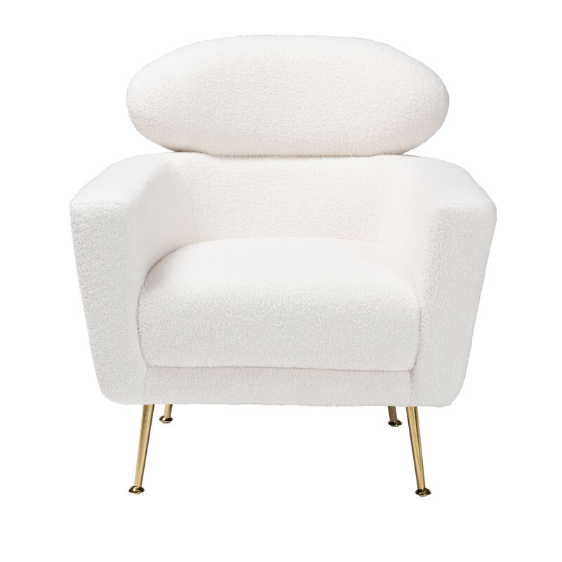Baxton Studio Fantasia Modern White Upholstered and Gold Metal Armchair