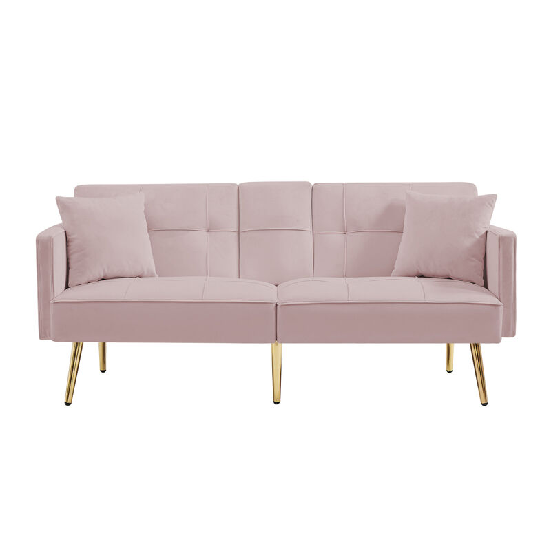 PINK VELVET SOFA BED