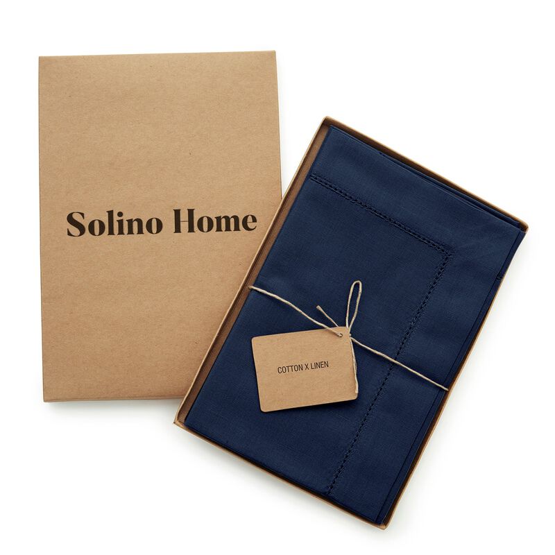 Solino Home Cotton Linen Hemstitch Dinner Napkins 20 x 20 Inch Set of 4