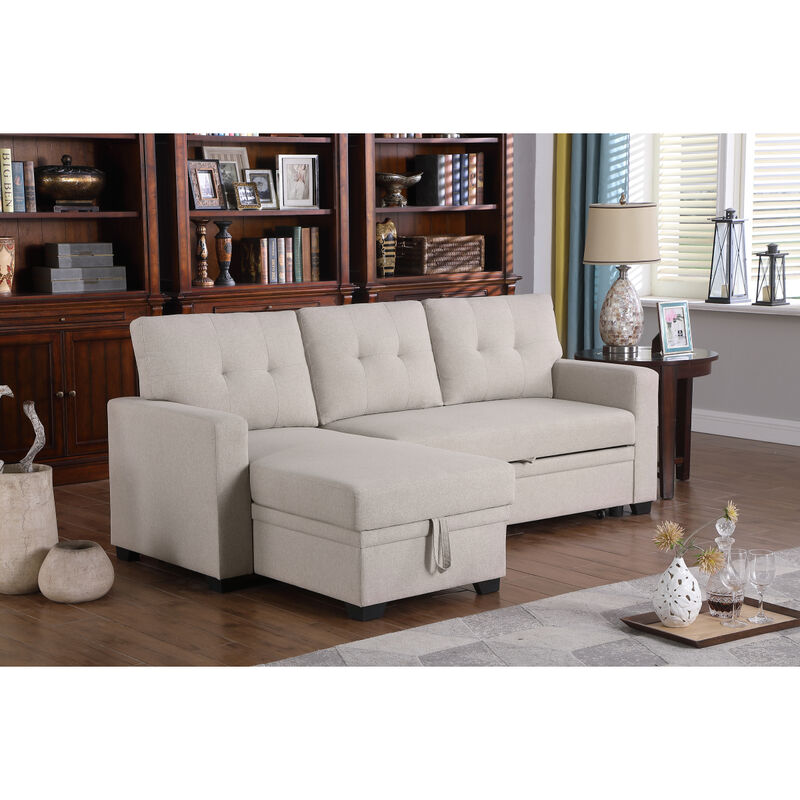 Upholstered Pull Out Sectional Sofa With Chaise