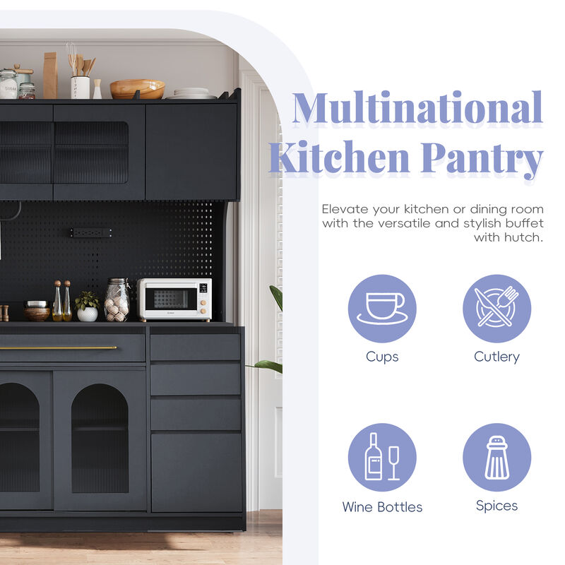 Merax Freestanding  Buffet Large Coffee Bar Storage Cabinet