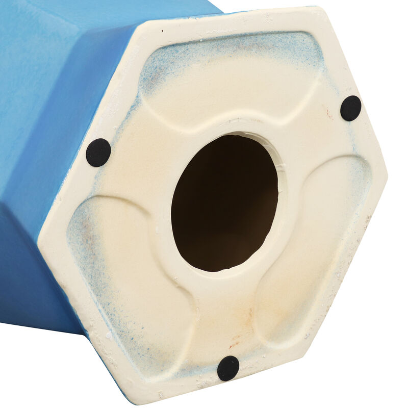 Sunnydaze 17.25 in Moderno Geometric Glaze Ceramic Garden Stool