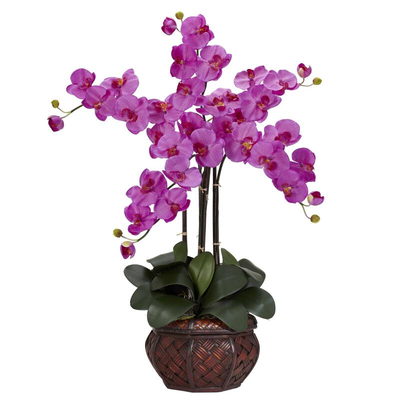 Nearly Natural 31-in Phalaenopsis w/Decorative Vase Arrangement