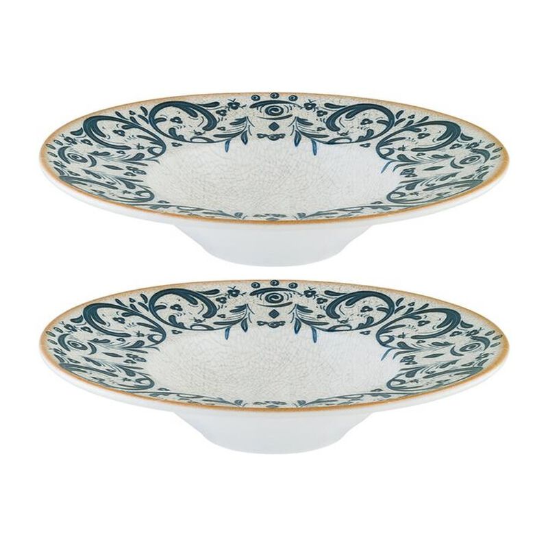 Viento dia.11" h:2.5" 14 oz. Round Decorated Porcelain Bowl (Set of 2)
