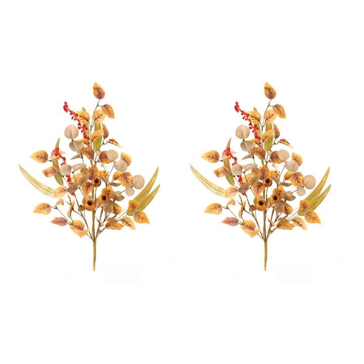 Set of 2 Mixed Fall Foliage Pod Sprays for Autumn Wreaths and Decor