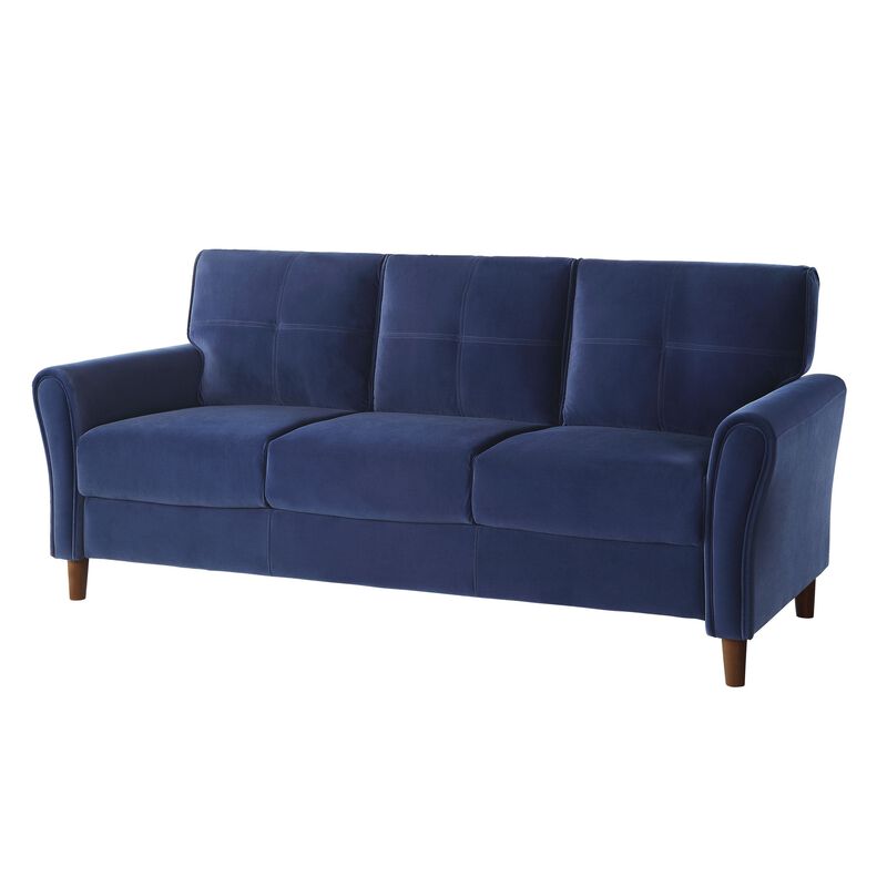 Sarah, Blue Velvet, Stitch Tufting, Reversible Cushions - Benzara
