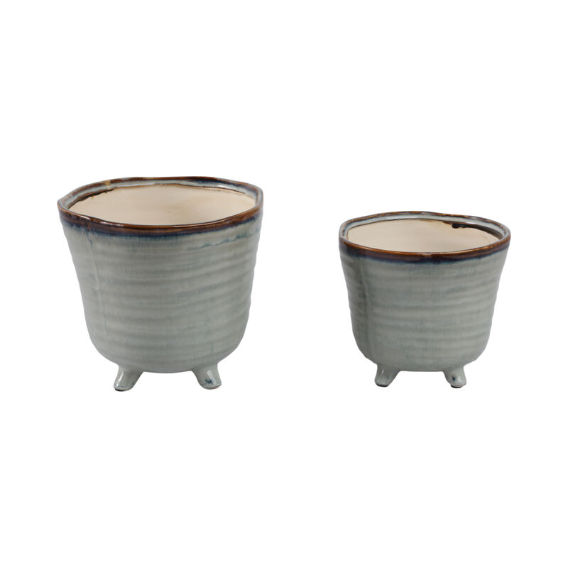 Organic Footed Planters, Blue