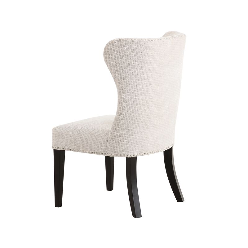 Pasargad Home Elara Design Upholstered 2 Pieces Dining Chair Set, Ivory