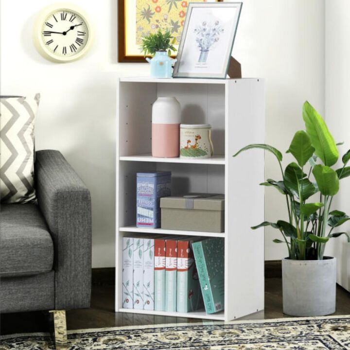 3 Open Shelf Bookcase Modern Storage Display Cabinet